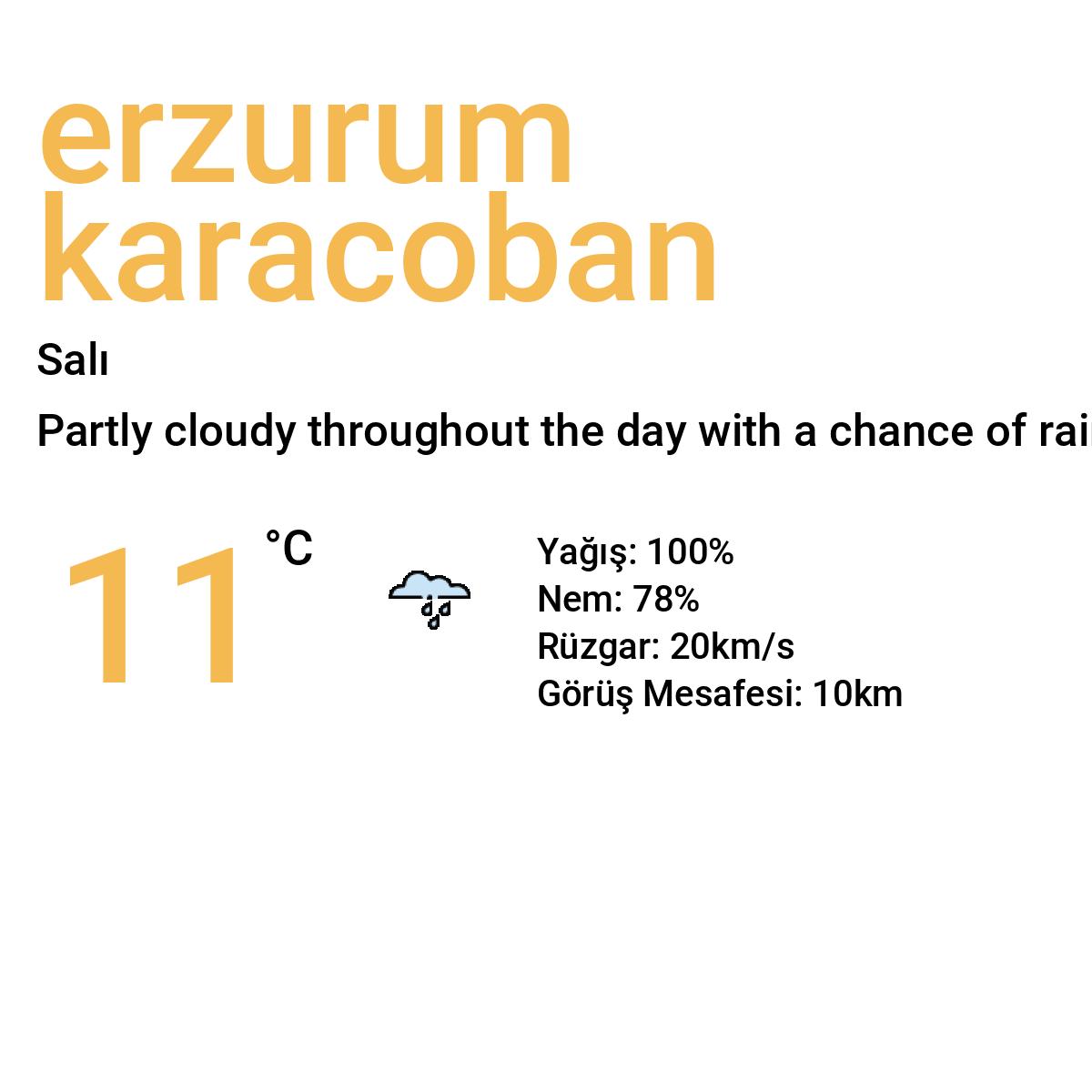 Erzurum Karaçoban Bugün Hava Durumu Tahmini