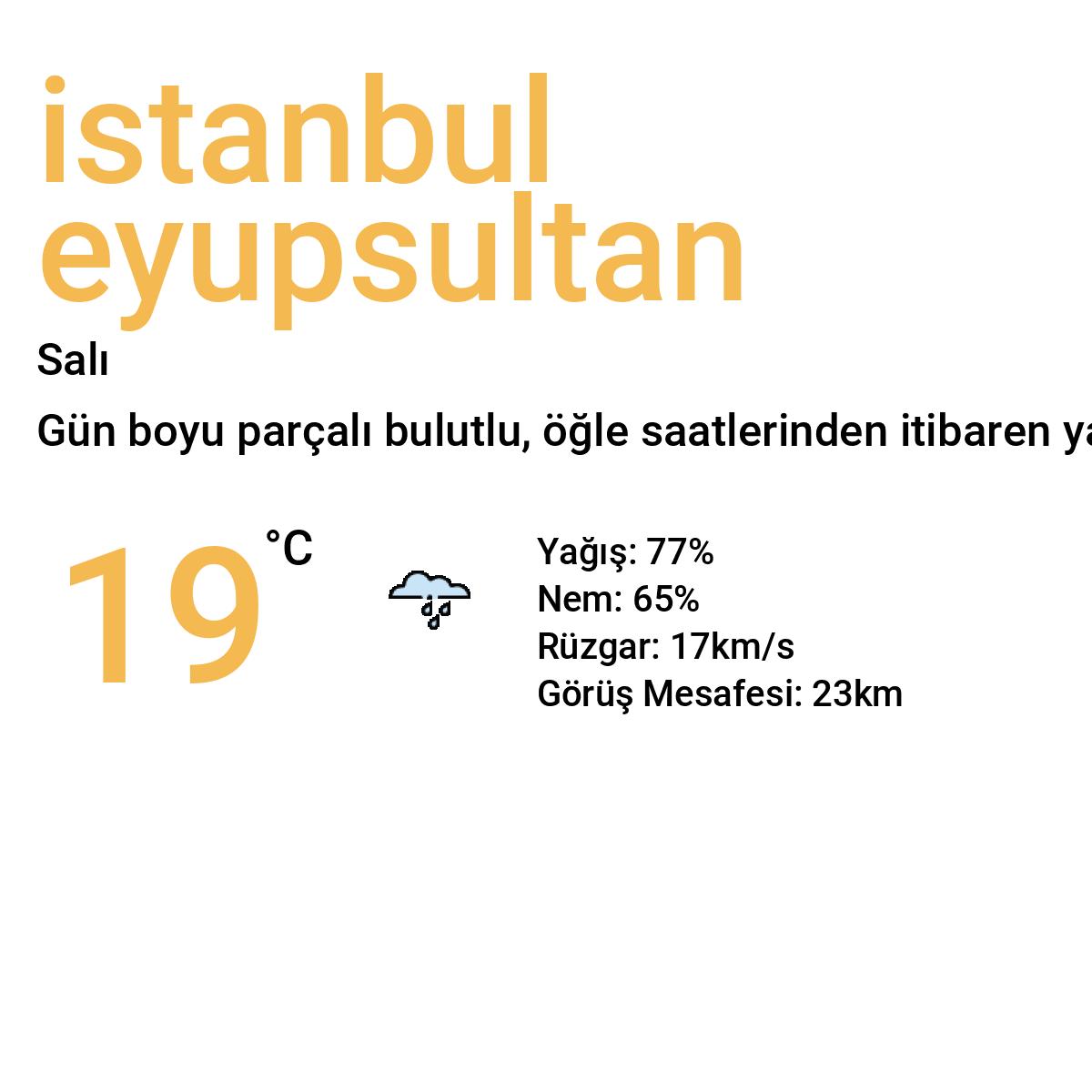 İstanbul Eyüpsultan Bugün Hava Durumu Tahmini