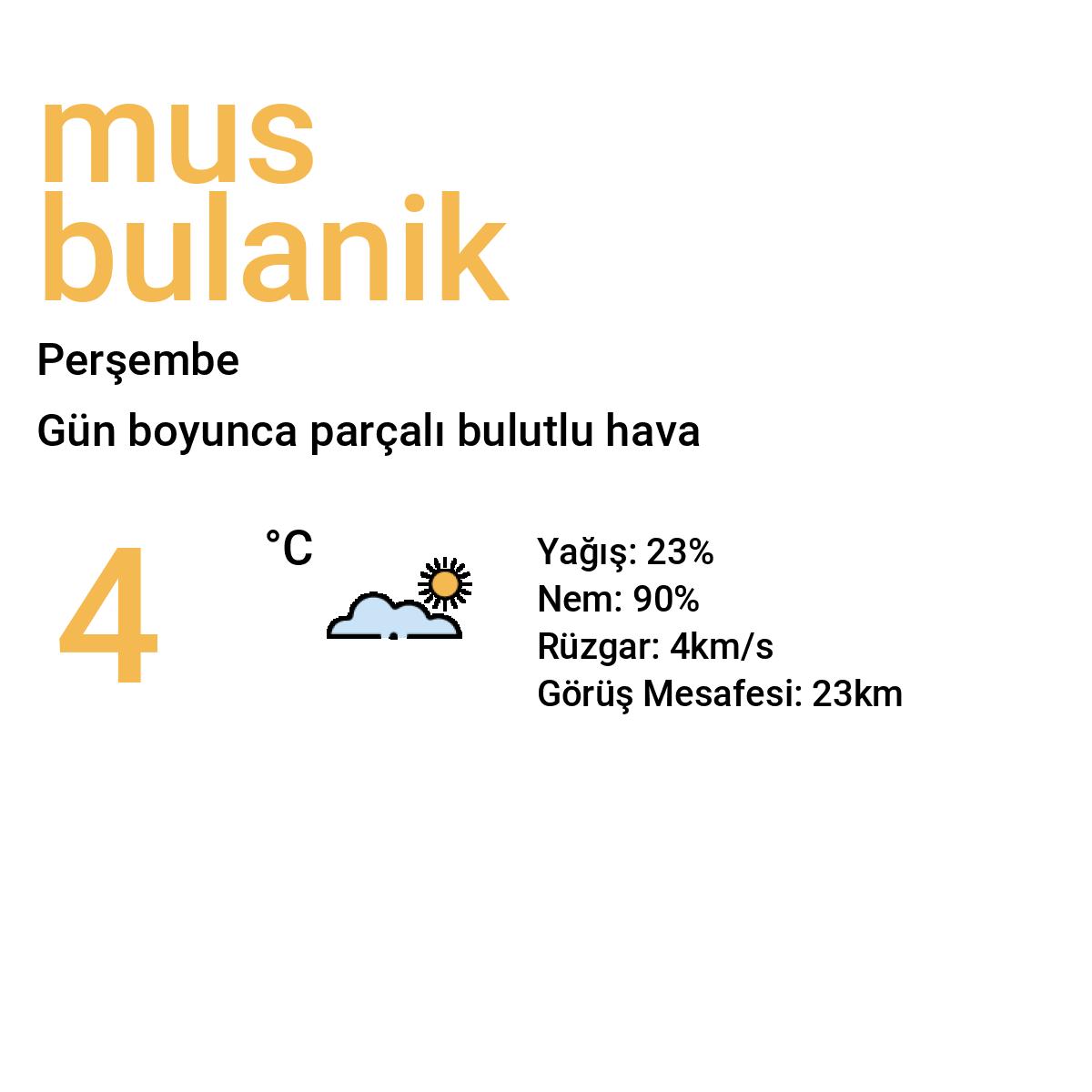 Muş Bulanık Bugün Hava Durumu Tahmini