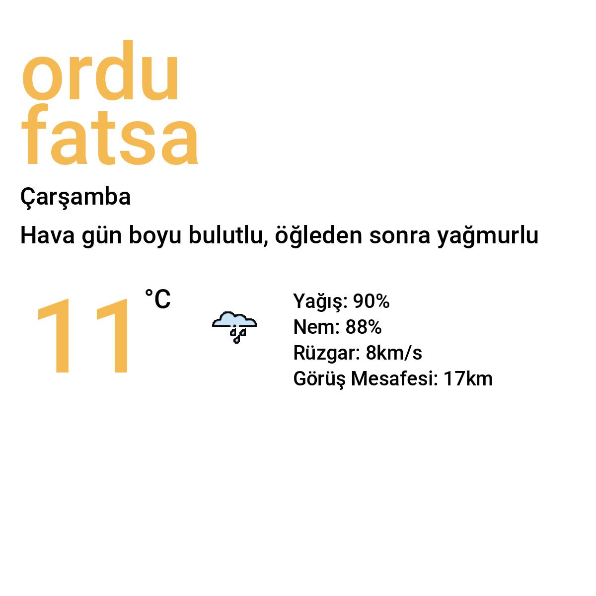 Ordu Fatsa Bugün Hava Durumu Tahmini