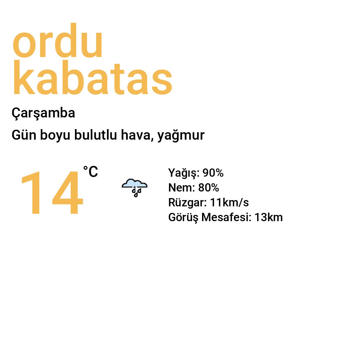 Ordu Kabataş Bugün Hava Durumu Tahmini