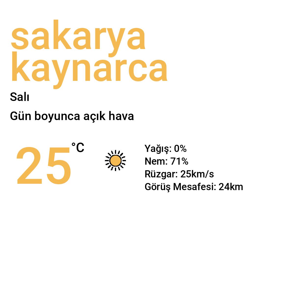 Sakarya Kaynarca Bugün Hava Durumu Tahmini