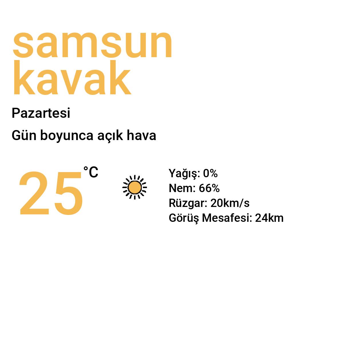 Samsun Kavak Bugün Hava Durumu Tahmini