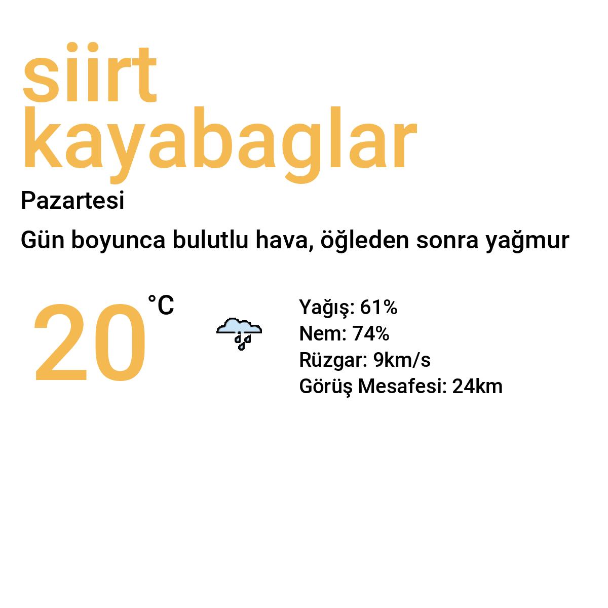 Siirt Kayabağlar Bugün Hava Durumu Tahmini