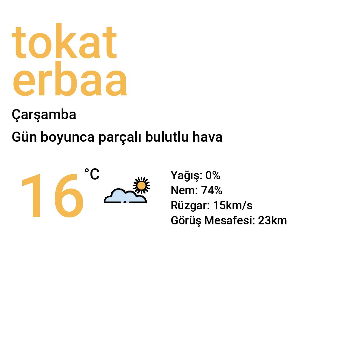 Tokat Erbaa Bugün Hava Durumu Tahmini