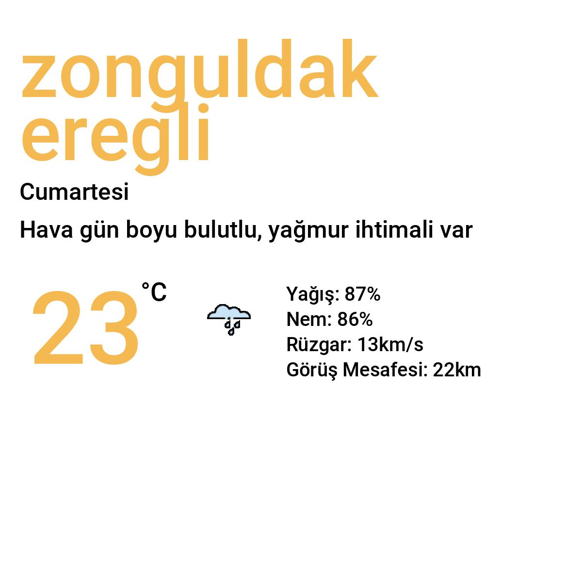 Zonguldak Ereğli Bugün Hava Durumu Tahmini