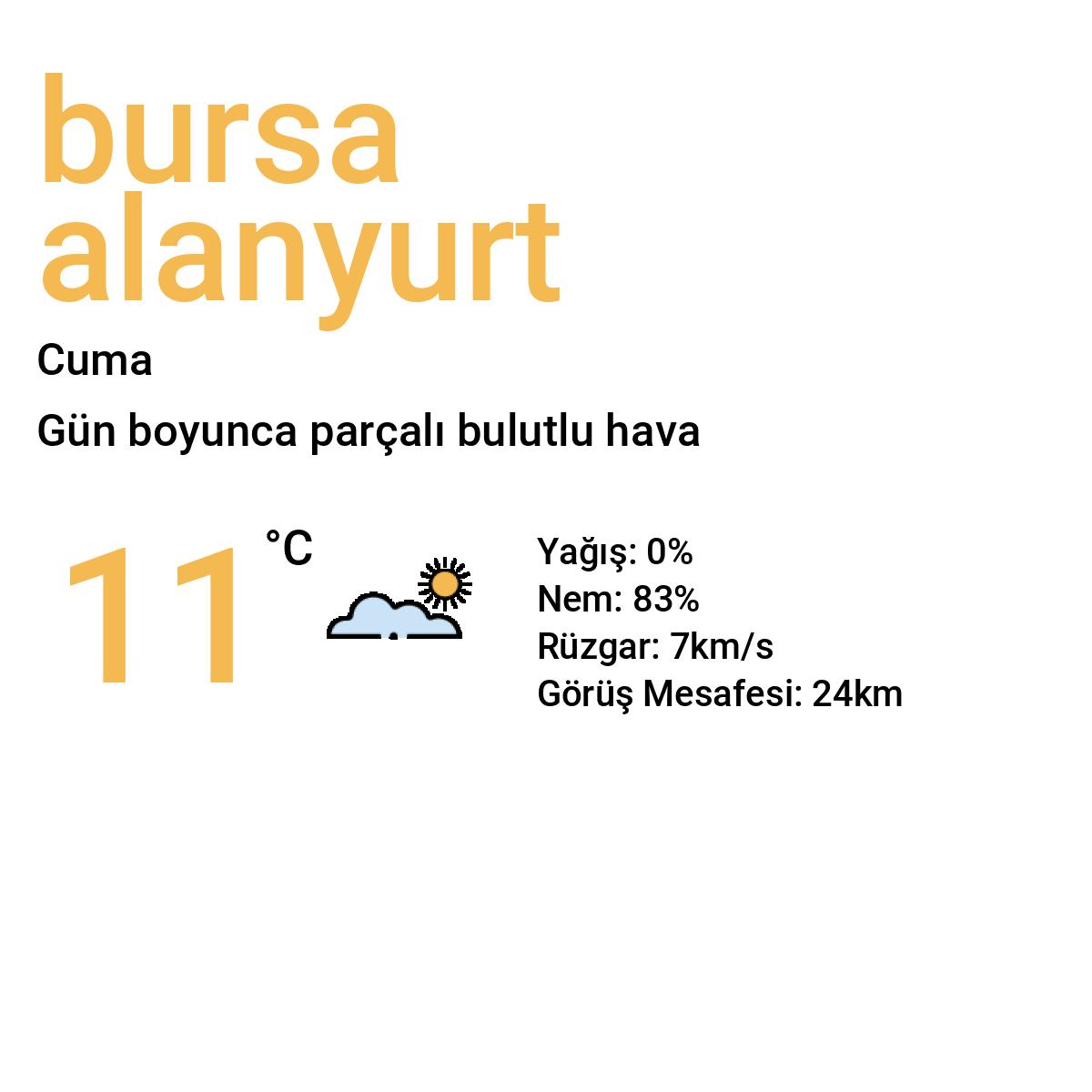 Bursa Alanyurt Yarınki Hava Durumu Tahmini