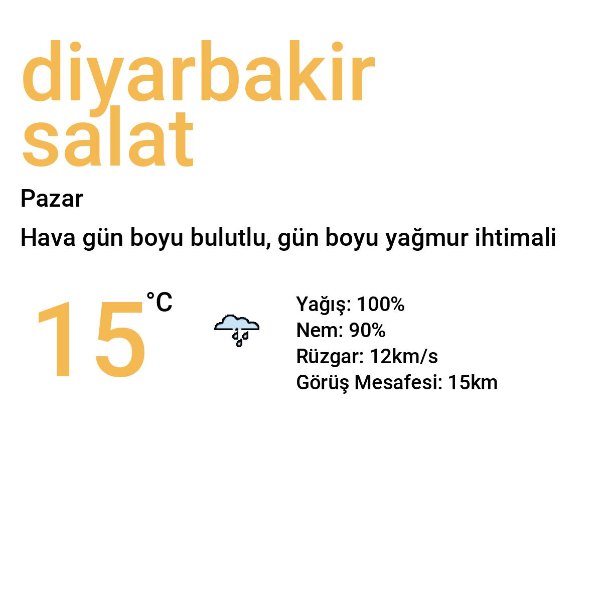 Diyarbakır Salat Yarınki Hava Durumu Tahmini