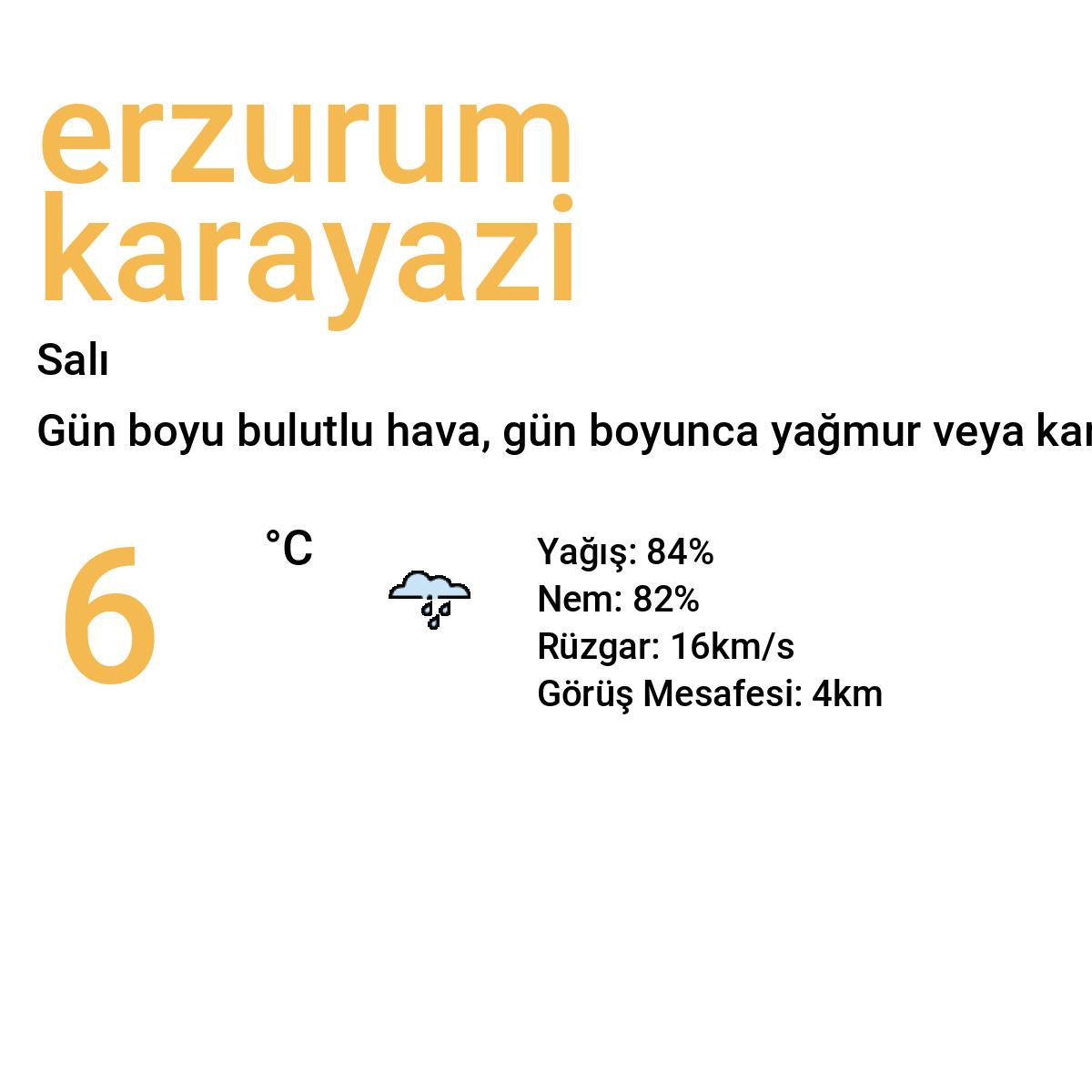 Erzurum Karayazı Yarınki Hava Durumu Tahmini