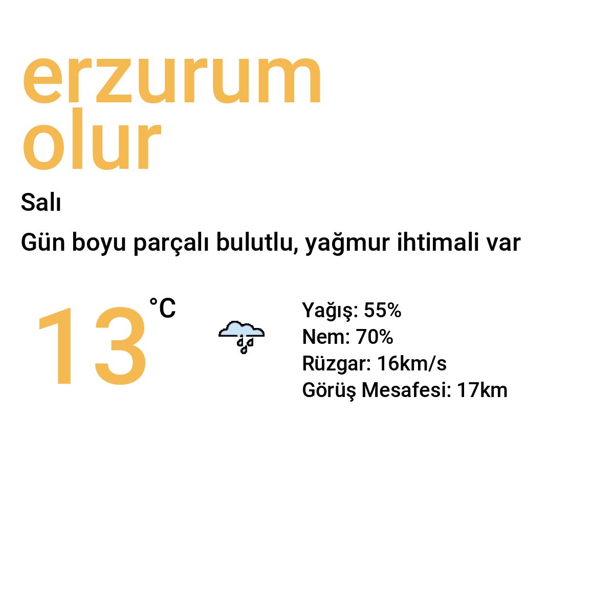 Erzurum Olur Yarınki Hava Durumu Tahmini
