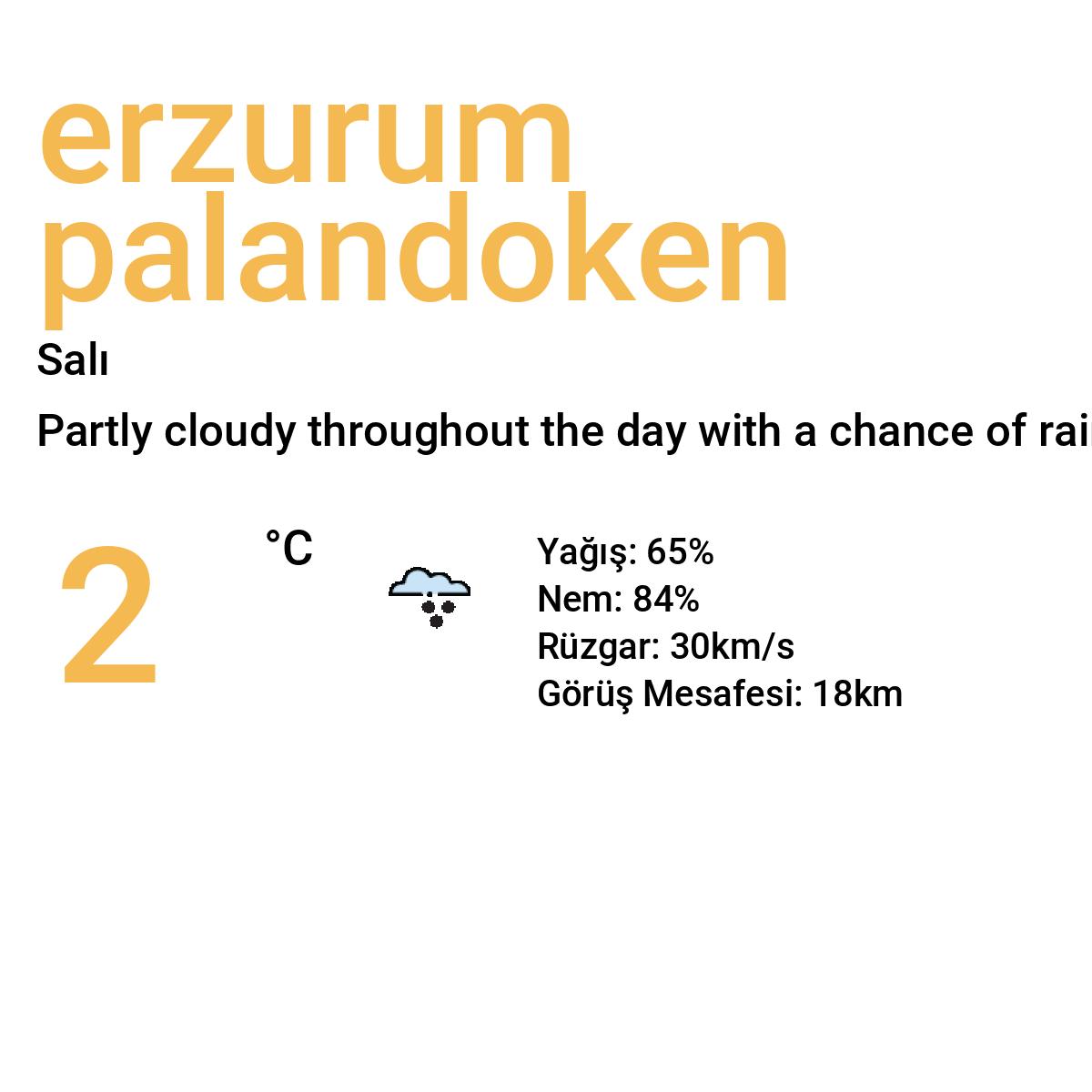 Erzurum Palandöken Yarınki Hava Durumu Tahmini