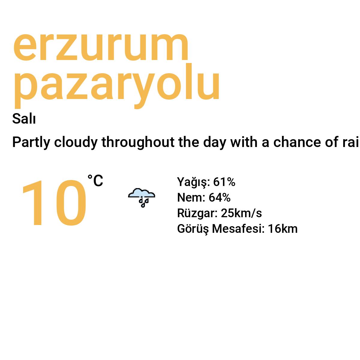 Erzurum Pazaryolu Yarınki Hava Durumu Tahmini