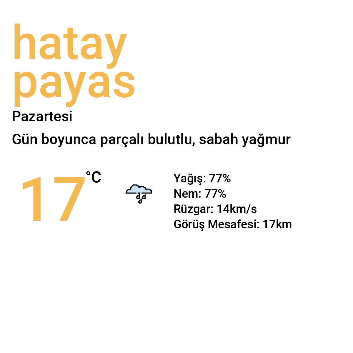 Hatay Payas Yarınki Hava Durumu Tahmini