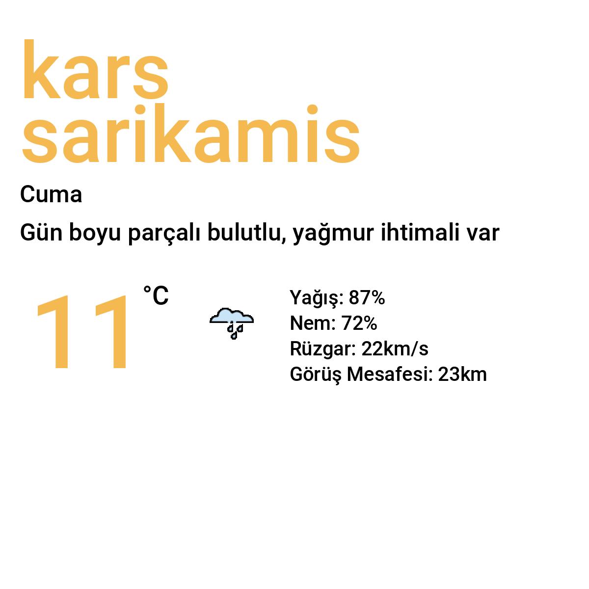 Kars Sarıkamış Yarınki Hava Durumu Tahmini