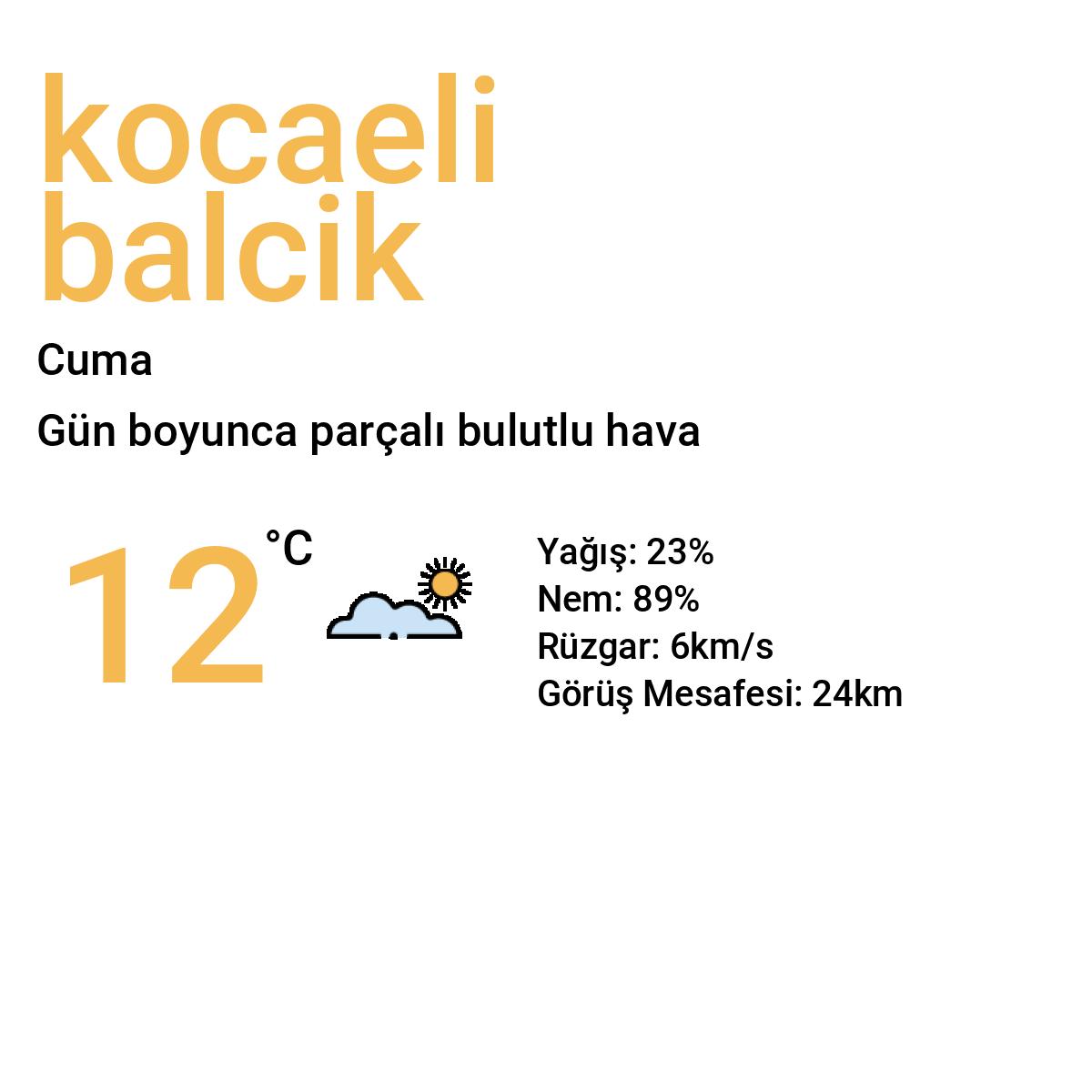 Kocaeli Balçık Yarınki Hava Durumu Tahmini