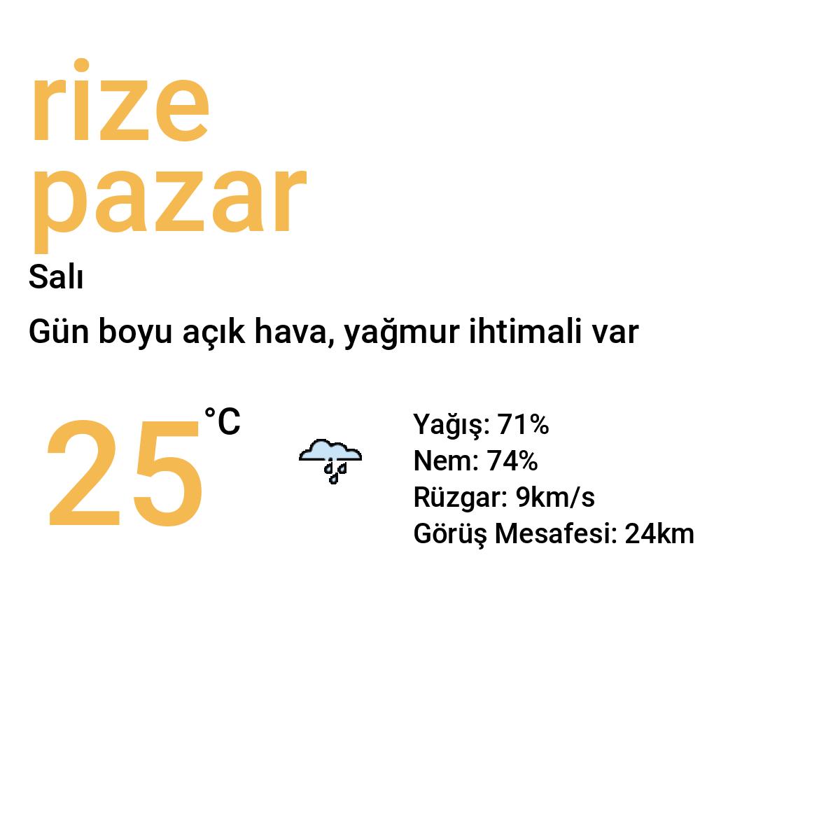 Rize Pazar Yarınki Hava Durumu Tahmini
