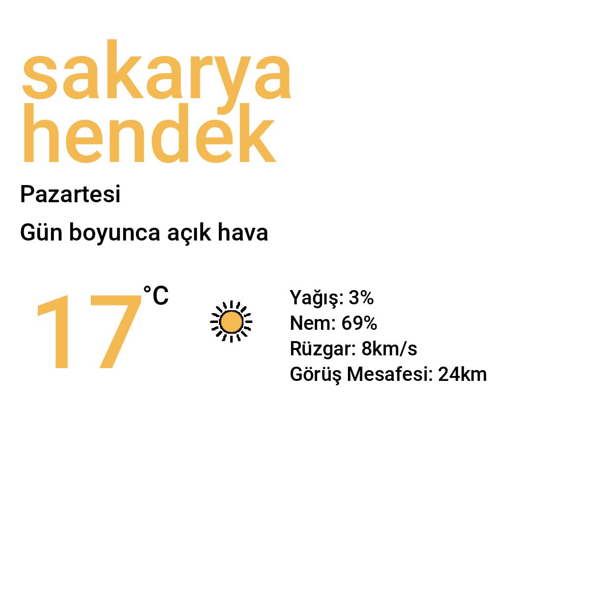 Sakarya Hendek Yarınki Hava Durumu Tahmini