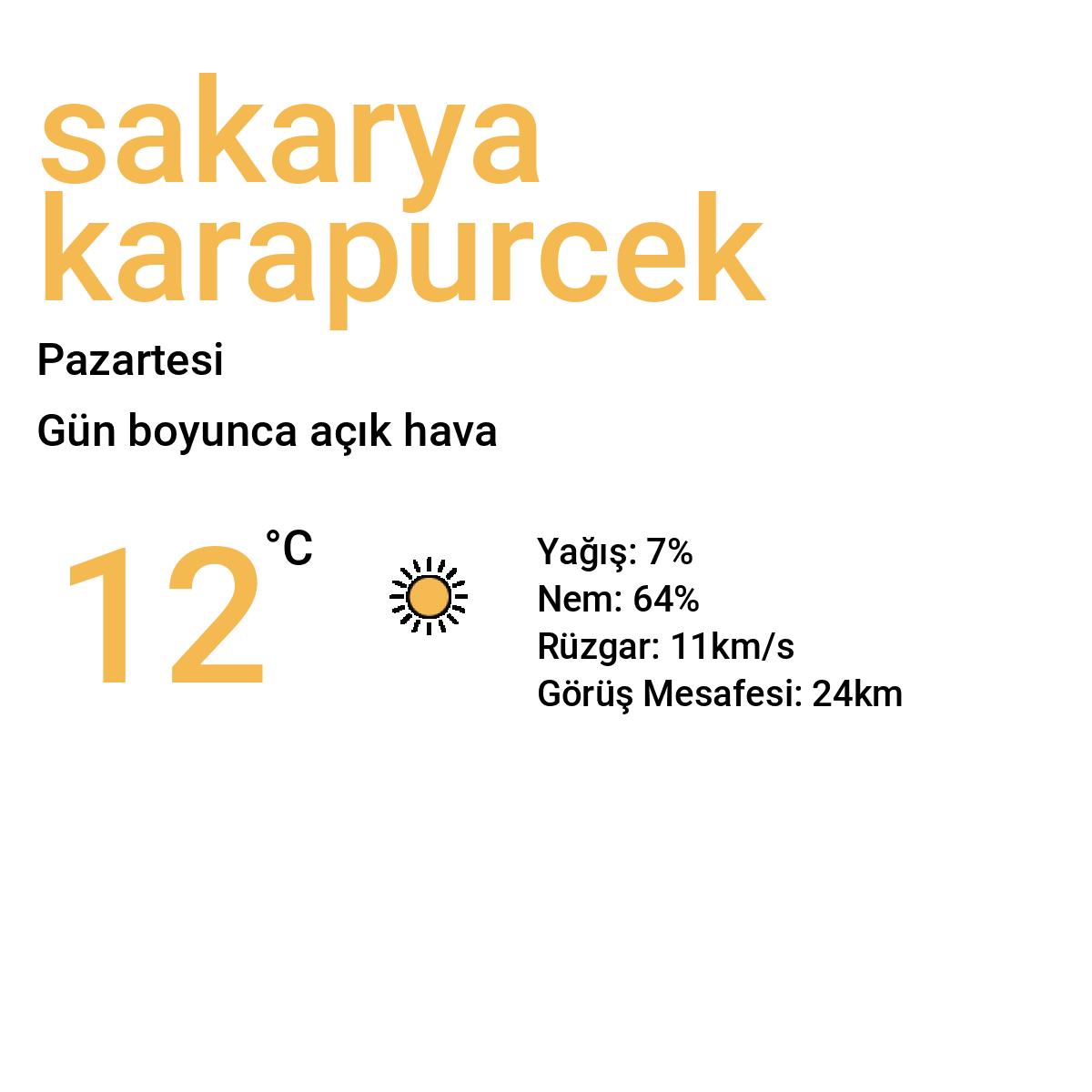Sakarya Karapürçek Yarınki Hava Durumu Tahmini