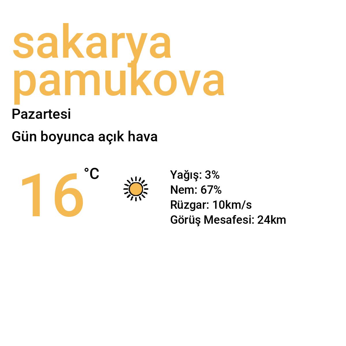 Sakarya Pamukova Yarınki Hava Durumu Tahmini