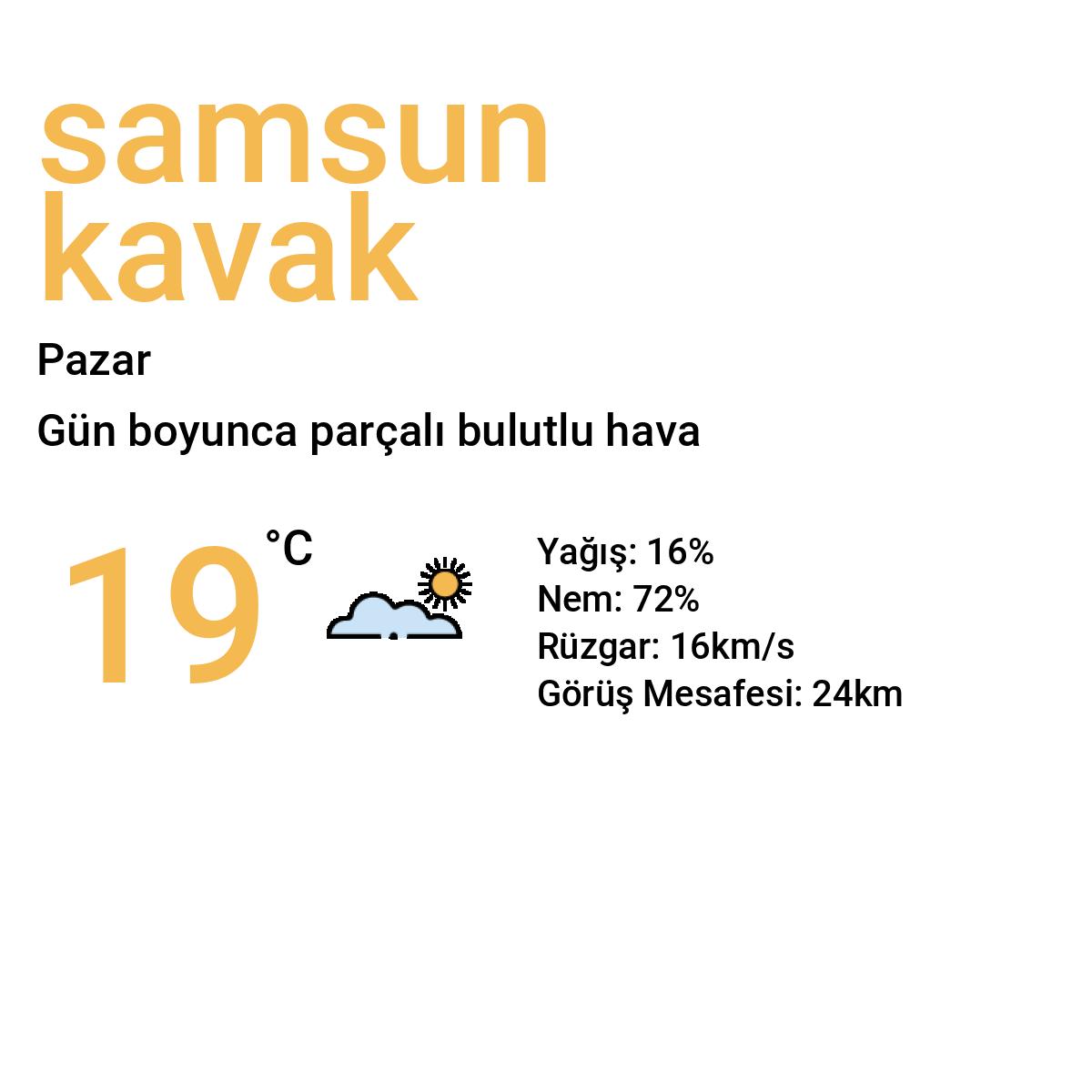 Samsun Kavak Yarınki Hava Durumu Tahmini