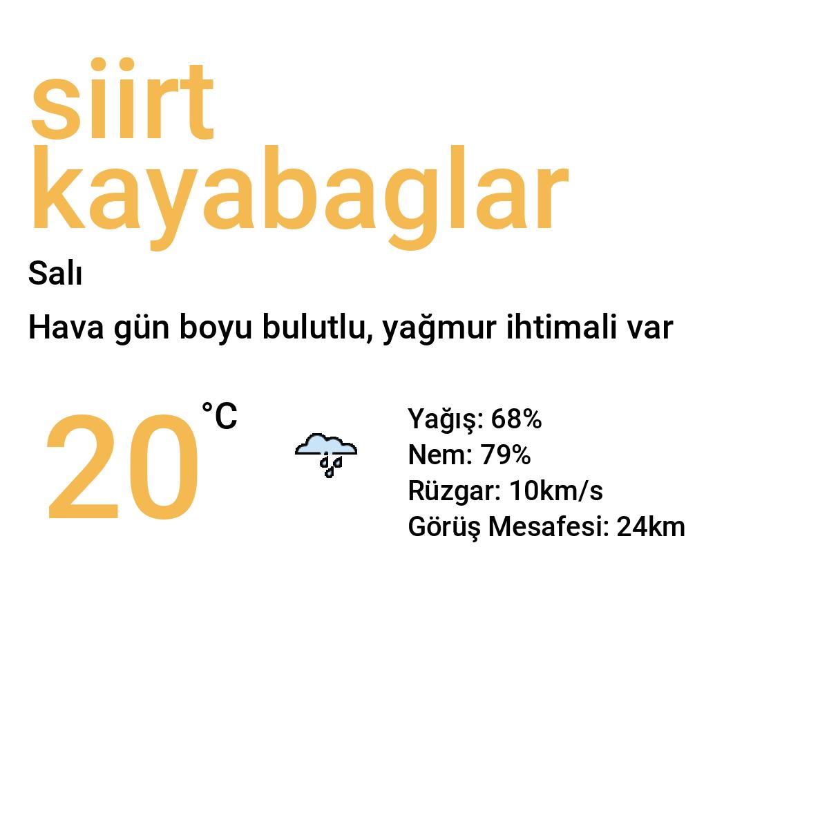 Siirt Kayabağlar Yarınki Hava Durumu Tahmini
