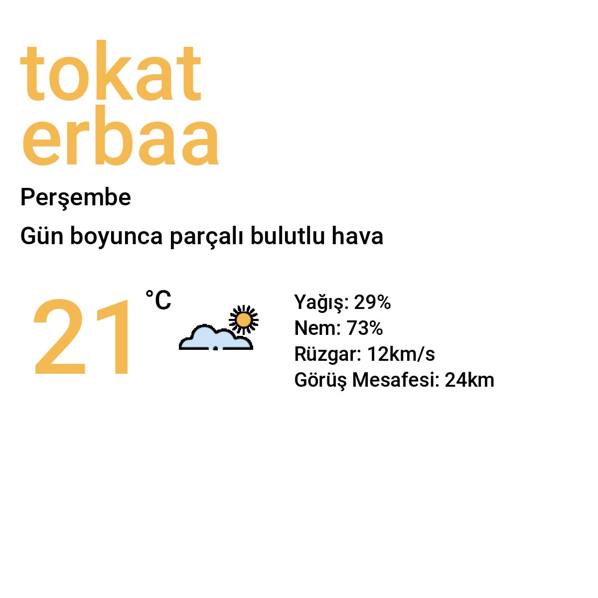 Tokat Erbaa Yarınki Hava Durumu Tahmini