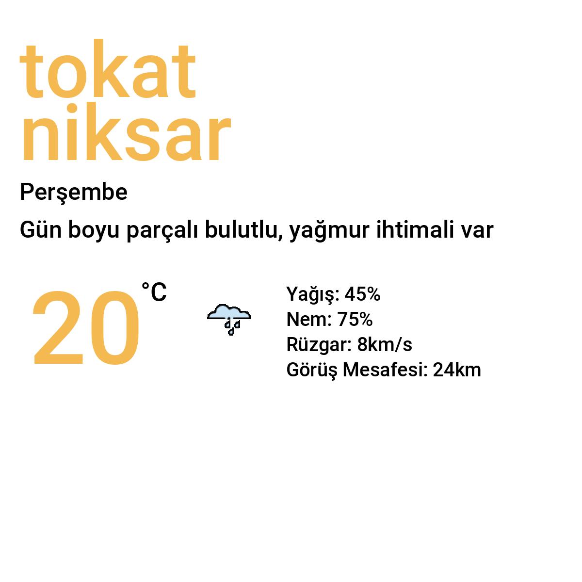 Tokat Niksar Yarınki Hava Durumu Tahmini